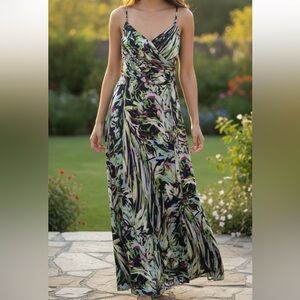 Jennifer Lopez Pink and Purple Spaghetti Strap Maxi Dress